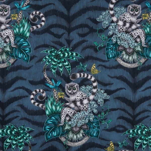 Lemur EW0103-03 behang met jungle patroon. | Effabrics.nl