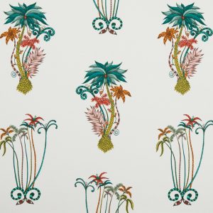 Jungle Palms E1110-02, satijn-achtige meubelstof met dierenprint.