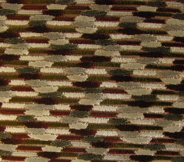 Guarda E6 2646 100 rood, Fijn geweven, glanzende ondergrond met daarop een bijzonder strepen patroon in velours. | Effabrics.nl