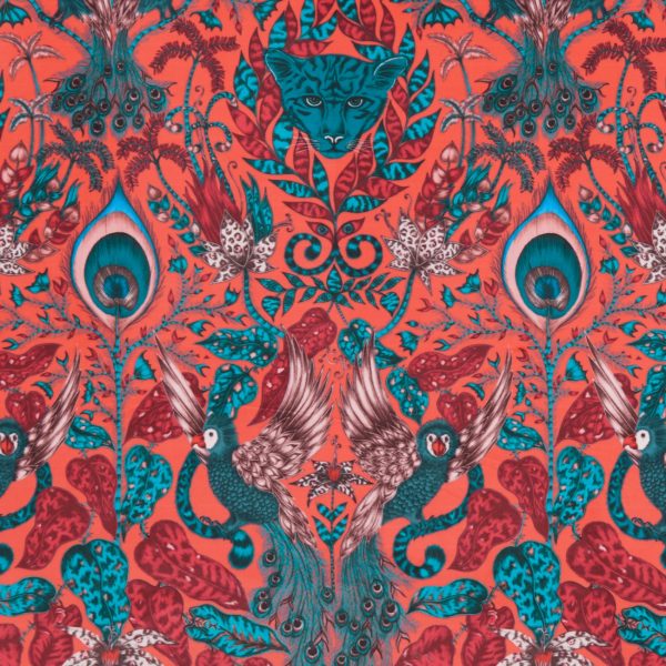 Amazon Red Velvet E1206-01, velours meubelstof met dierenprint.