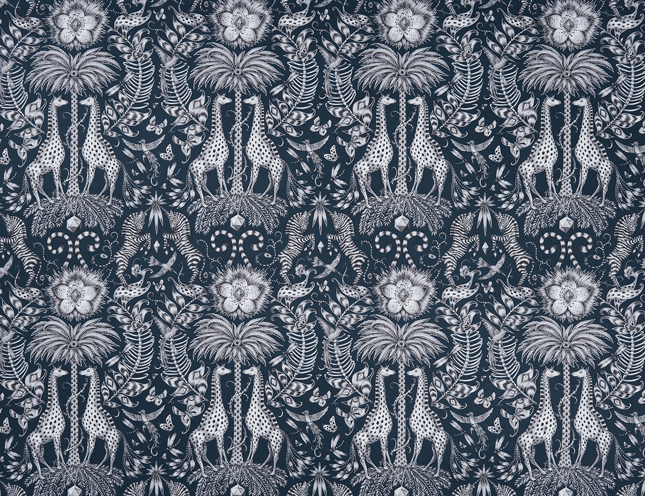 Kruger Teal Velvet E1210-01, velours meubelstof met dierenprint.