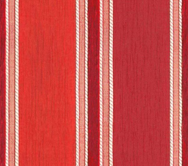 Duilio E6 2218 100 rood, Chique meubelstof met deels chenille strepen. | effabrics.nl