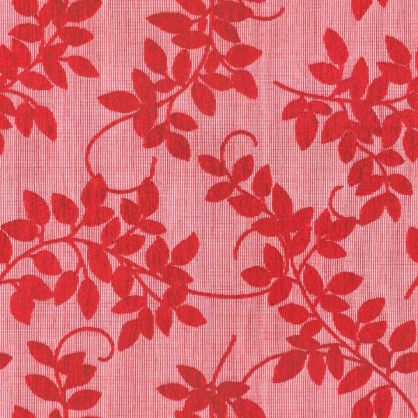 Ercole E6 2219 100 rood, Chique meubelstof met zachte chenille bladermotieven op een gemêleerde ondergond. | effabrics.nl