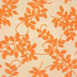 Ercole E6 2219 200 oranje, Chique meubelstof met zachte chenille bladermotieven op een gemêleerde ondergond. | effabrics.nl