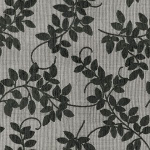 Ercole E6 2219 900 zwart, Chique meubelstof met zachte chenille bladermotieven op een gemêleerde ondergond. | effabrics.nl