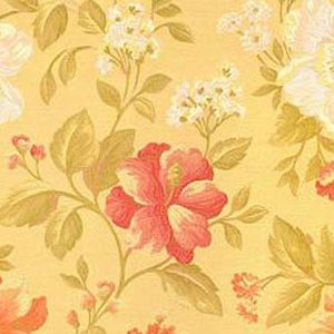 Benito E6 2217 200 geel, Chique, stevige fijngeweven meubelstof met gebloemd dessin. | effabrics.nl