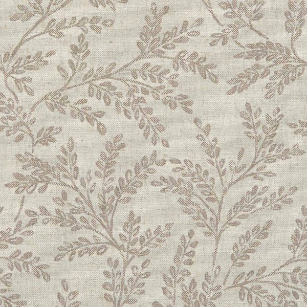 Ferndown E1179-06 Linen, Gemaakt van 100% natuurlijke materialen, deze fijn geweven meubelstof met een klassiek blader patroon. | Effabrics.nl