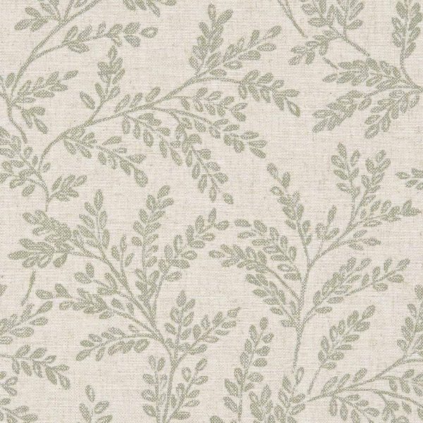 Ferndown E1179-08 Sage, Gemaakt van 100% natuurlijke materialen, deze fijn geweven meubelstof met een klassiek blader patroon. | Effabrics.nl