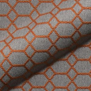 Dimension E2215-107 oranje, geometrisch design meubelstof.