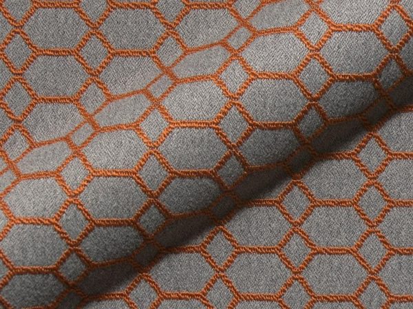 Dimension E2215-107 oranje, geometrisch design meubelstof.