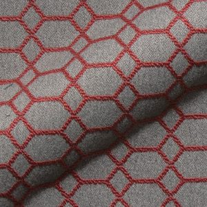 Dimension E2215-177 rood, geometrisch design meubelstof.