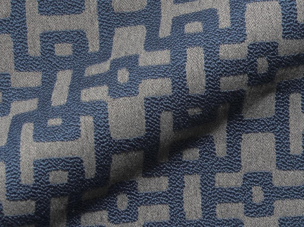 Metro E2216-163 blauw, geometrisch design meubelstof.