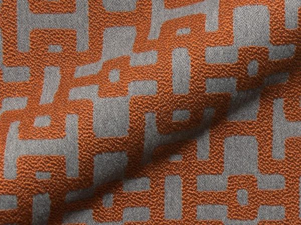 Metro E2216-167 oranje, geometrisch design meubelstof.