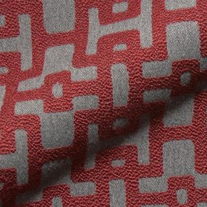 Metro E2216-169 rood, geometrisch design meubelstof.