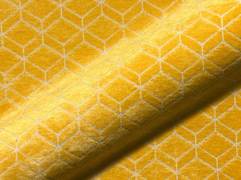 Retro E2213-634 geel, velours meubelstof.