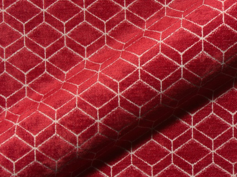 Retro E2213-636 rood, velours meubelstof.