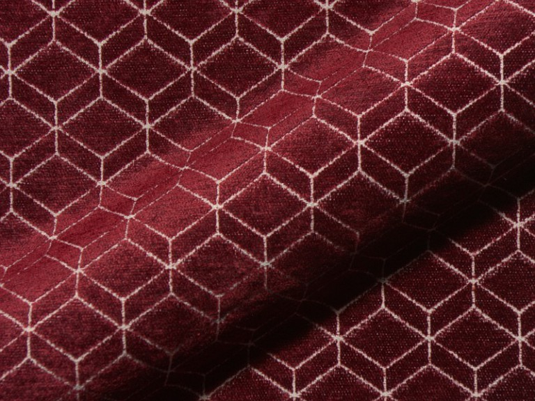 Retro E2213-637 rood, velours meubelstof.