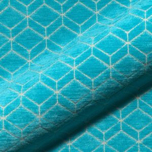 Retro E2213-641 blauw, velours meubelstof.