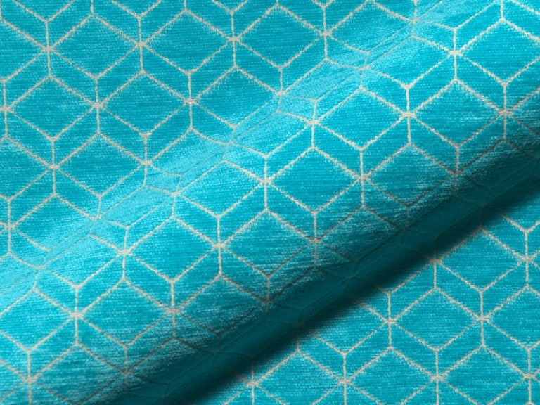 Retro E2213-641 blauw, velours meubelstof.