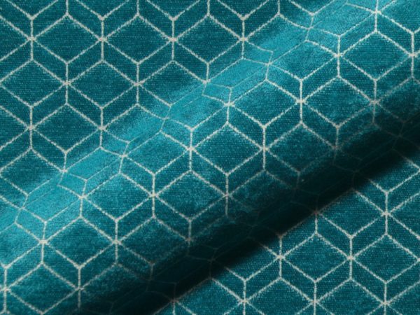 Retro E2213-642 blauw, velours meubelstof.