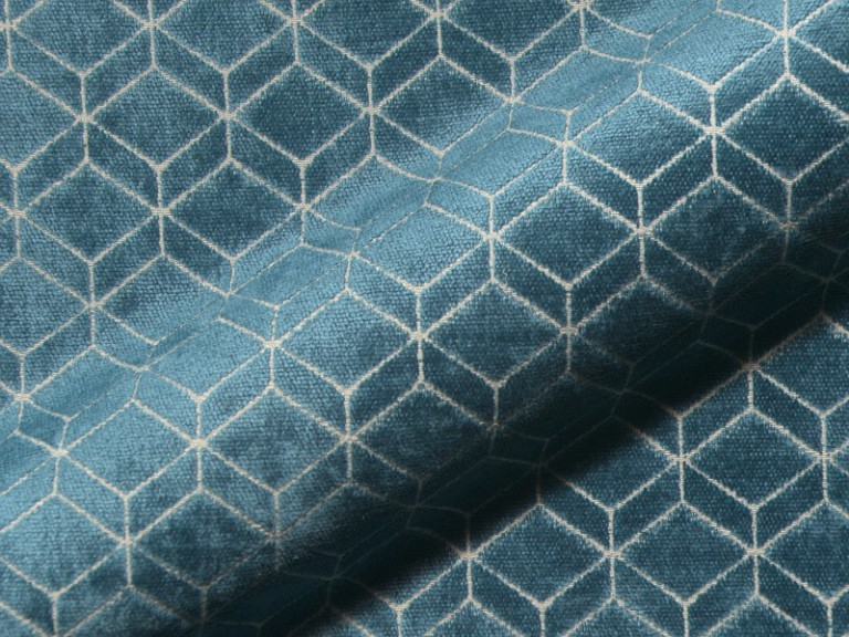 Retro E2213-644 blauw, velours meubelstof.