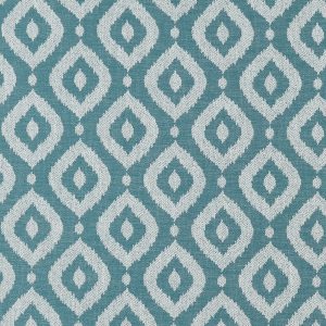 Soraya E1350-09 Teal. Gladde meubelstof met een ingeweven orientaals patroon.