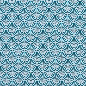 Zellige E1351-04 Teal, decoratiestof met ingeweefde motieven.