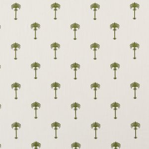 Menara E1369-01 Olive, geborduurde decoratiestof.