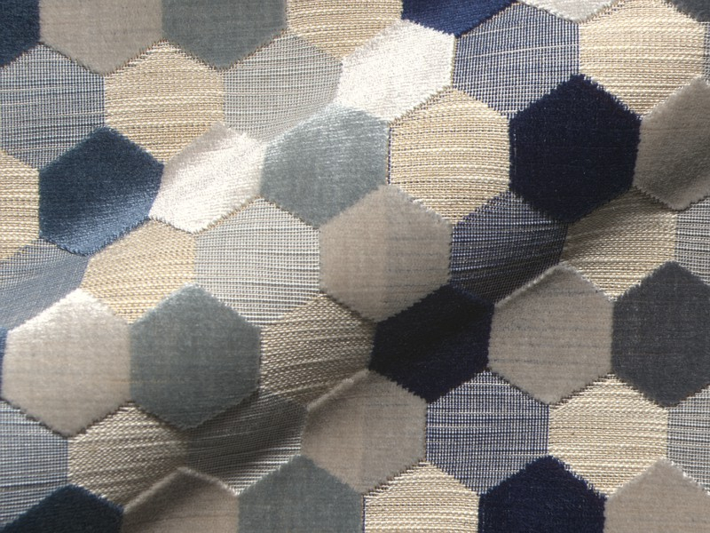 Aurea E2500-365 blauw , velours meubelstof.