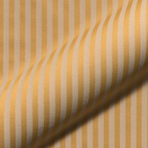 Fijn gestreepte, brandvertragende, klassieke meubelstof Rigello FR E5616-847 mosterdgeel
